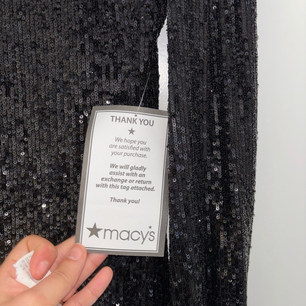 Xscape Black Sequin Long-Sleeve Cocktail Dress - Picture 5 of 11